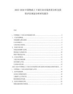 2025-2030中國物流上下部行業(yè)市場供需分析及投資評估規(guī)劃分析研究報告