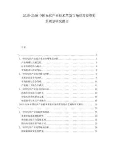 2025-2030中國(guó)光伏產(chǎn)業(yè)技術(shù)革新市場(chǎng)供需投資前景規(guī)劃研究報(bào)告