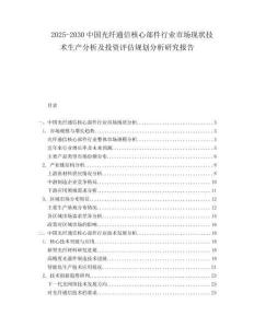 2025-2030中國光纖通信核心部件行業(yè)市場現(xiàn)狀技術(shù)生產(chǎn)分析及投資評估規(guī)劃分析研究報告