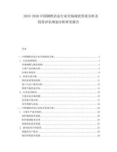 2025-2030中國鋼鐵冶金行業(yè)市場(chǎng)現(xiàn)狀供需分析及投資評(píng)估規(guī)劃分析研究報(bào)告