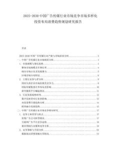 2025-2030中國廣告?zhèn)髅叫袠I(yè)市場競爭市場多樣化投資布局消費趨勢規(guī)劃研究報告