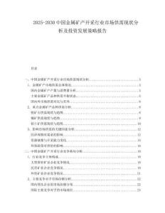 2025-2030中國金屬礦產(chǎn)開采行業(yè)市場(chǎng)供需現(xiàn)狀分析及投資發(fā)展策略報(bào)告