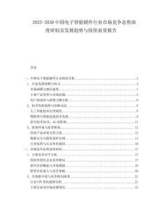 2025-2030中國(guó)電子智能硬件行業(yè)市場(chǎng)競(jìng)爭(zhēng)態(tài)勢(shì)深度研制及發(fā)展趨勢(shì)與投資前景報(bào)告