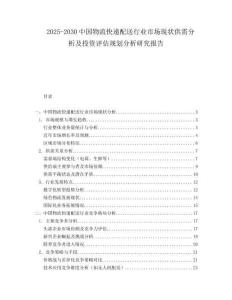 2025-2030中國物流快遞配送行業(yè)市場現(xiàn)狀供需分析及投資評估規(guī)劃分析研究報告