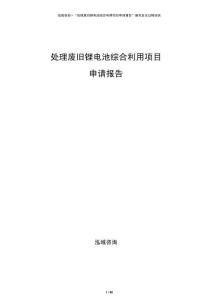 處理廢舊鋰電池綜合利用項目申請報告