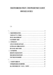 海底管道鋪設(shè)技術(shù)海洋工程前景創(chuàng)新突破行業(yè)深度調(diào)研深度分析報告