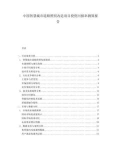 中國(guó)智慧城市道路照明改造項(xiàng)目投資回報(bào)率測(cè)算報(bào)告