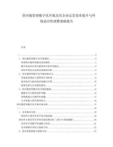 供應(yīng)鏈管理數(shù)字化升級及其企業(yè)運(yùn)營效率提升與環(huán)境適應(yīng)性調(diào)整策略報告