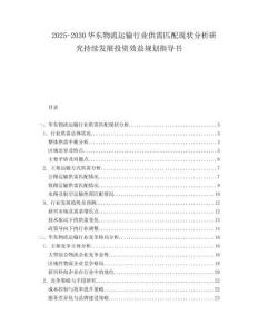 2025-2030華東物流運輸行業(yè)供需匹配現(xiàn)狀分析研究持續(xù)發(fā)展投資效益規(guī)劃指導(dǎo)書