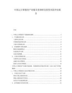 中國(guó)云計(jì)算服務(wù)產(chǎn)業(yè)鏈全景調(diào)研及投資風(fēng)險(xiǎn)評(píng)估報(bào)告