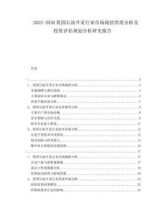 2025-2030英國石油開采行業(yè)市場現(xiàn)狀供需分析及投資評(píng)估規(guī)劃分析研究報(bào)告