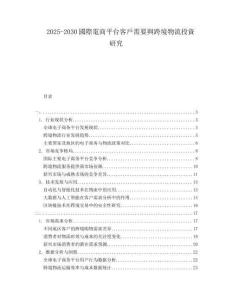 2025-2030國際電商平臺客戶需要與跨境物流投資研究