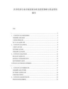 共享經(jīng)濟行業(yè)市場發(fā)展分析及投資策略與資金管控報告