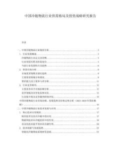 中國冷鏈物流行業(yè)供需格局及投資戰(zhàn)略研究報告