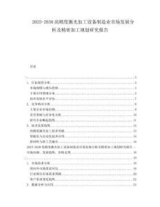 2025-2030高精度激光加工設(shè)備制造業(yè)市場發(fā)展分析及精密加工規(guī)劃研究報告