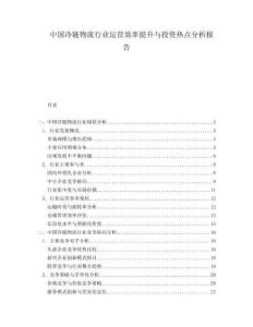 中國冷鏈物流行業(yè)運營效率提升與投資熱點分析報告