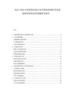 2025-2030中國智慧環(huán)保行業(yè)市場深度調(diào)研及發(fā)展趨勢和投資前景預(yù)測研究報告