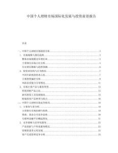 中國個人理財市場國際化發(fā)展與投資前景報告