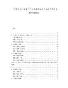 哥倫比亞石油化工產(chǎn)業(yè)供需格局研究及投資前沿規(guī)劃研究報告