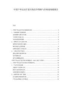 中國(guó)戶外運(yùn)動(dòng)手套市場(chǎng)競(jìng)爭(zhēng)策略與價(jià)格戰(zhàn)規(guī)避報(bào)告