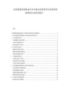 光伏儲(chǔ)能系統(tǒng)集成行業(yè)市場(chǎng)動(dòng)態(tài)供需評(píng)估及投資前景規(guī)劃行動(dòng)研究報(bào)告