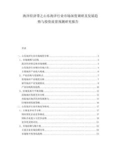海洋經(jīng)濟帶之山東海洋行業(yè)市場深度調(diào)研及發(fā)展趨勢與投資前景預測研究報告
