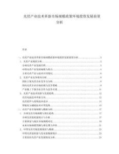 光伏產(chǎn)業(yè)技術(shù)革新市場(chǎng)規(guī)模政策環(huán)境投資發(fā)展前景分析