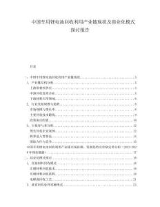 中國車用鋰電池回收利用產(chǎn)業(yè)鏈現(xiàn)狀及商業(yè)化模式探討報告