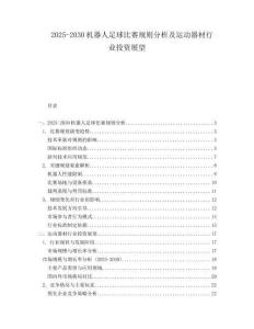 2025-2030機器人足球比賽規則分析及運動器材行業投資展望