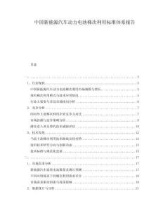 中國新能源汽車動(dòng)力電池梯次利用標(biāo)準(zhǔn)體系報(bào)告