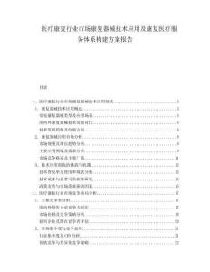 醫(yī)療康復行業(yè)市場康復器械技術應用及康復醫(yī)療服務體系構建方案報告