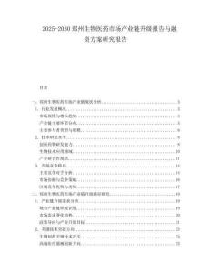 2025-2030鄭州生物醫藥市場產業鏈升級報告與融資方案研究報告