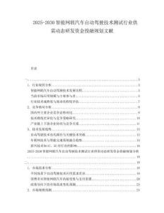 2025-2030智能網聯汽車自動駕駛技術測試行業供需動態研發資金投融規劃文獻