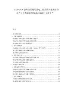 2025-2030余熱余壓利用發(fā)電工程投資回報(bào)測算經(jīng)濟(jì)性分析節(jié)能環(huán)保技術(shù)示范項(xiàng)目分析報(bào)告