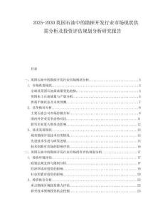 2025-2030英國石油中的勘探開發行業市場現狀供需分析及投資評估規劃分析研究報告