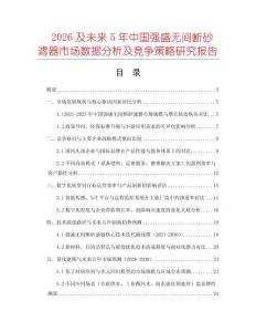 2026及未來5年中國強盛無間斷砂濾器市場數據分析及競爭策略研究報告
