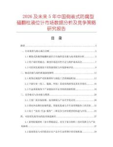 2026及未來5年中國側(cè)裝式防腐型磁翻柱液位計(jì)市場數(shù)據(jù)分析及競爭策略研究報告
