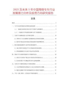2025及未來5年中國網(wǎng)絡(luò)專車行業(yè)發(fā)展?jié)摿Ψ治黾巴顿Y方向研究報告