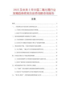 2025及未來5年中國二氧化錫行業發展趨勢預測及投資戰略咨詢報告