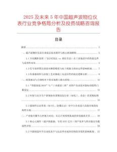 2025及未來5年中國(guó)超聲波物位儀表行業(yè)競(jìng)爭(zhēng)格局分析及投資戰(zhàn)略咨詢報(bào)告