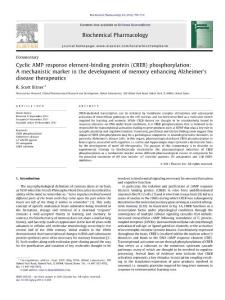 Cyclic AMP response element-binding protein (CREB) phosphorylation A mechanistic marker in the development of memory enhancing Alzheimer´s disease therapeutics