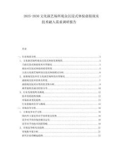 2025-2030文化演藝場所觀眾沉浸式體驗虛擬現(xiàn)實技術融入需求調(diào)研報告