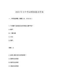 2025年五中考試模擬題及答案