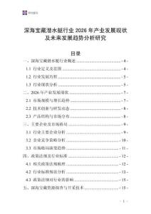 深海寶藏潛水艇行業2026年產業發展現狀及未來發展趨勢分析研究