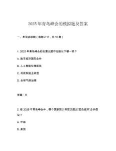 2025年青島峰會的模擬題及答案