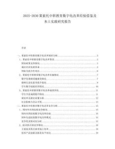 2025-2030萊索托中職教育數字化改革經驗借鑒及本土實踐研究報告