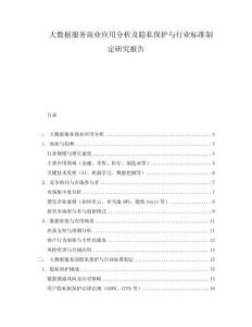 大數據服務商業應用分析及隱私保護與行業標準制定研究報告