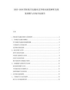 2025-2030國際航空運輸業(yè)競爭格局深度解析及政策調(diào)整與市場開拓報告