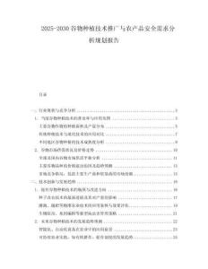 2025-2030谷物種植技術推廣與農產品安全需求分析規劃報告