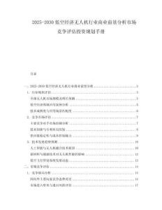 2025-2030低空經濟無人機行業商業前景分析市場競爭評估投資規劃手冊